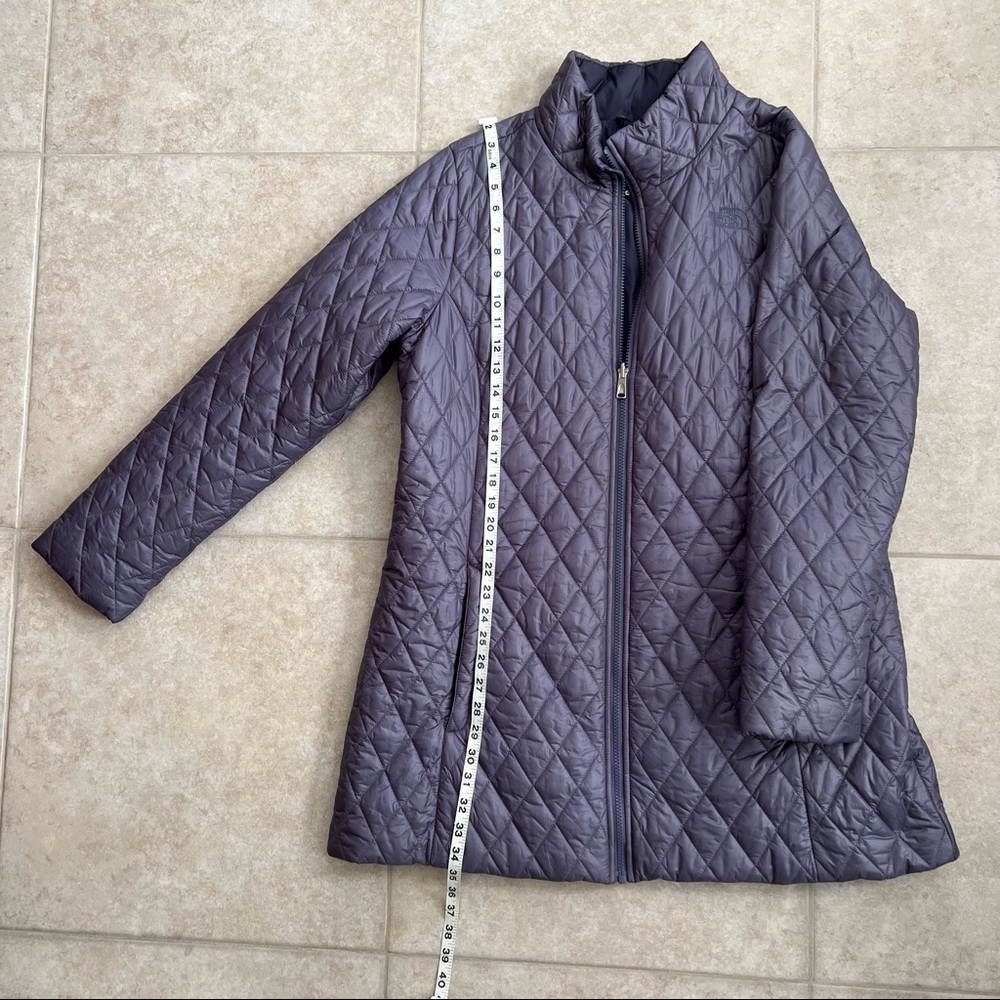North Face slate blue quilted coat